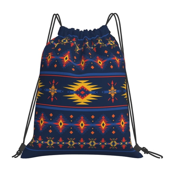 Native-American Pattern Drawstring Backpack Sackpack String Bag Cinch Waterproof Bags for Gym Sports Yoga Travel Beach Swimming shopping