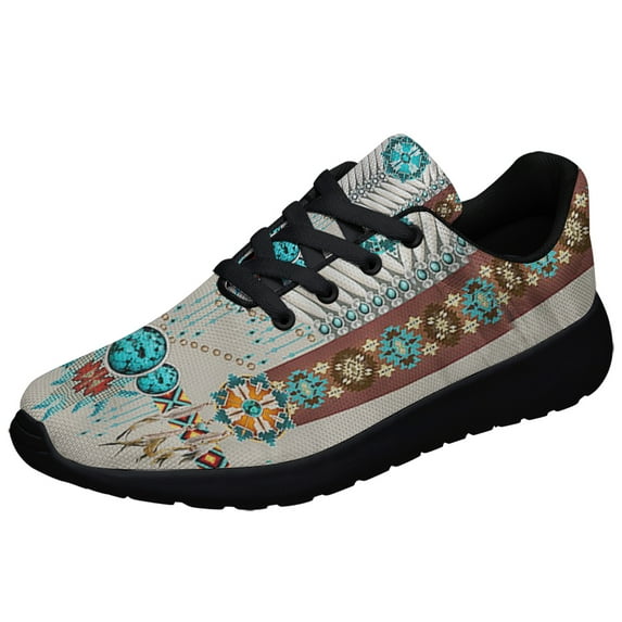 Native American Pattern Shoes Sneakers for Women Men Black Size 6