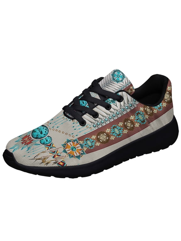 Native American Pattern Shoes Sneakers for Women Men Black Size 8