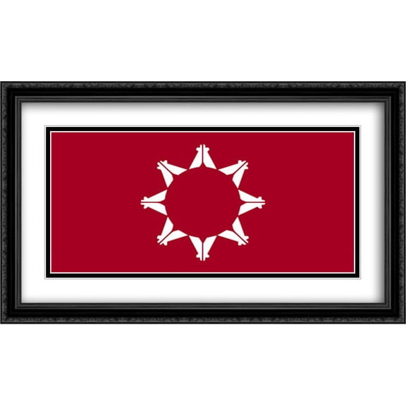 Native American Pine Ridge 2x Matted 40x24 Large Black Ornate Framed Art Print by The Flag Art Print Series