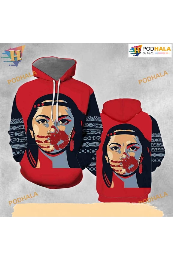 Native American Red All Over Printed 3D Hoodie T-Shirt