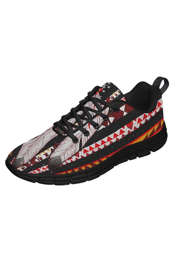 Native American Shoes for Men Women Running Shoes Lightweight Walking Sneakers Mesh Athletic Sport Shoes Black Size 9