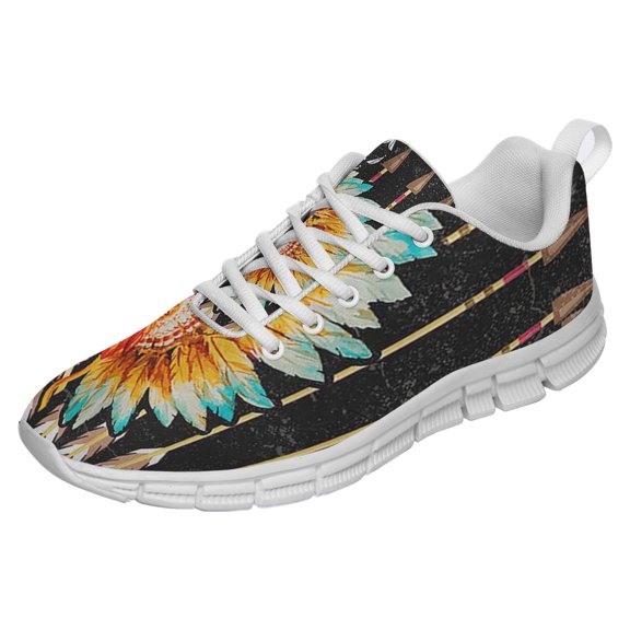 Native American Shoes for Men Women Running Shoes Lightweight Walking Sneakers Mesh Athletic Sport Shoes White Size 3.5
