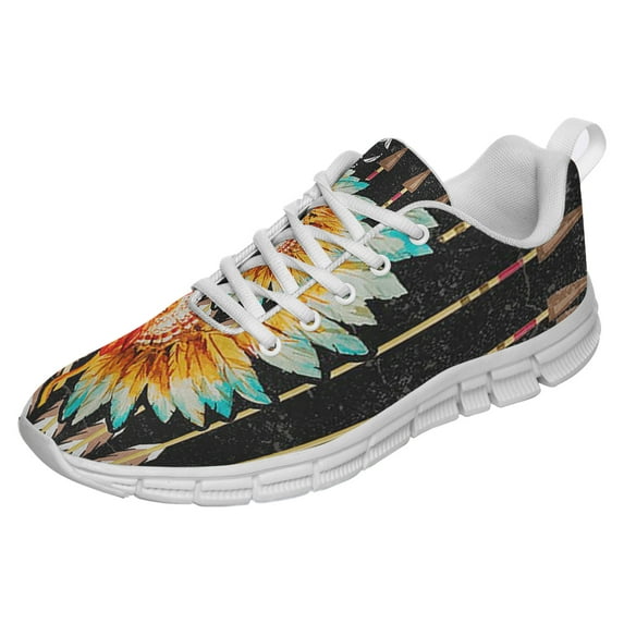 Native American Shoes for Men Women Running Shoes Lightweight Walking Sneakers Mesh Athletic Sport Shoes White Size 8.5