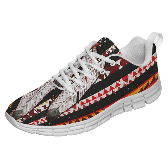 Native American Shoes for Men Women Running Shoes Lightweight Walking Sneakers Mesh Athletic Sport Shoes White Size 8.5