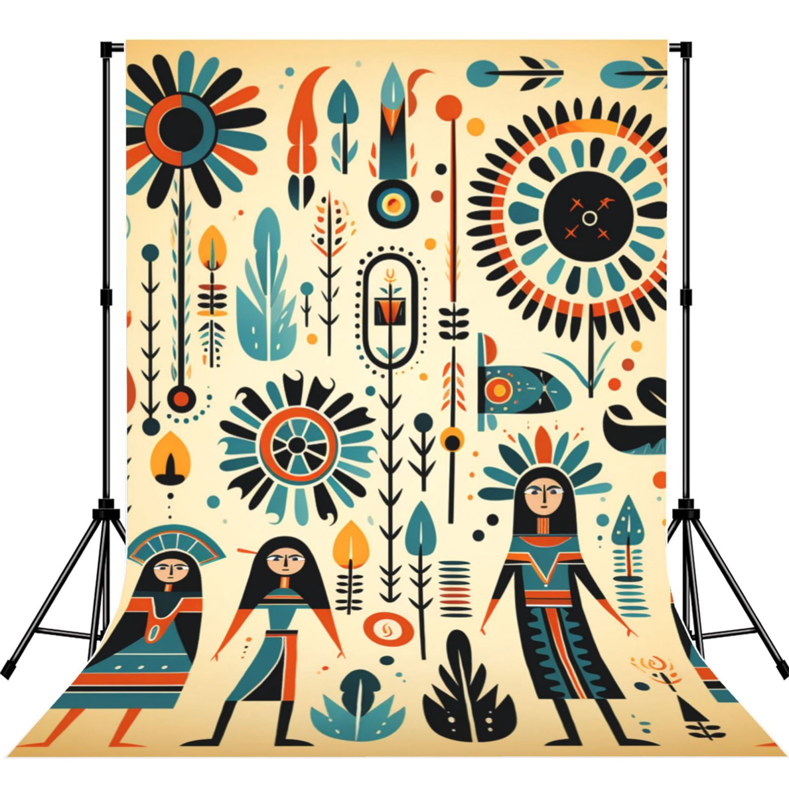 Native American Tribe Cartoon Art Photography Backdrop 5x7Ft Background ...