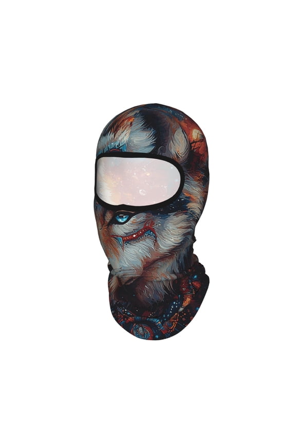Native American Wolf Spirit Abstract Unisex Balaclava Ski Mask Full Face Cover for Cold Weather & UV Protection, Breathable Cooling Helmet Liner