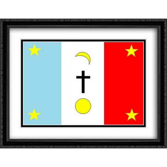 Native American Yaqui Tribe 2x Matted 36x28 Large Black Ornate Framed Art Print by The Flag Art Print Series