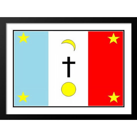 Native American Yaqui Tribe Flag Wood 20x23 Framed and Double Matted Photo