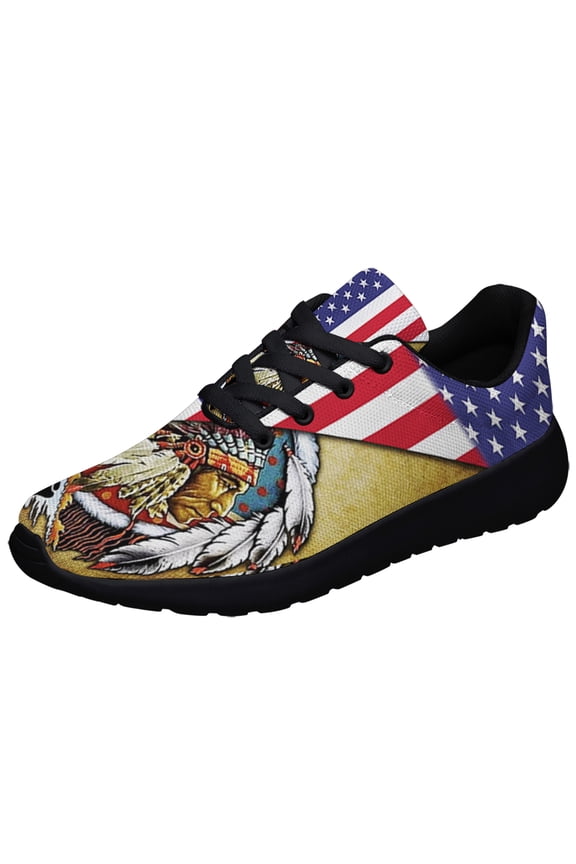 Native American flag American flag US Shoes Sneakers for Women Men Black Size 3.5