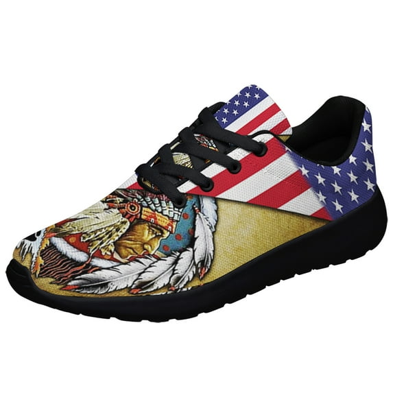 Native American flag American flag US Shoes Sneakers for Women Men Black Size 8