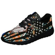 Native American flag Back The Blue Shoes Sneakers for Women Men Black Size 4