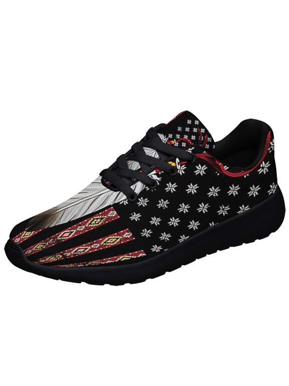 Native American flag Eagle Feather Shoes Sneakers Black Size 3.5