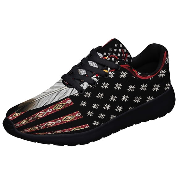 Native American flag Eagle Feather Shoes Sneakers Black Size 8