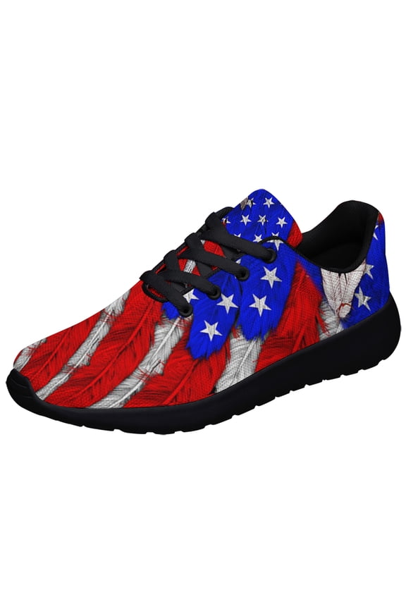 Native American flag Feathers Shoes Sneakers for Women Men Black Size 12