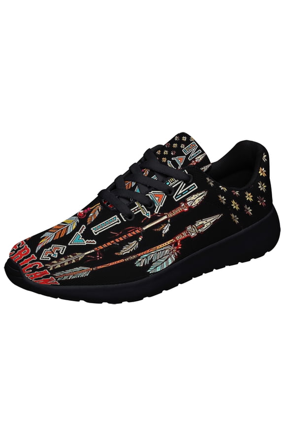 Native American flag Pride Feather Shoes Sneakers for Women Men Black Size 10.5