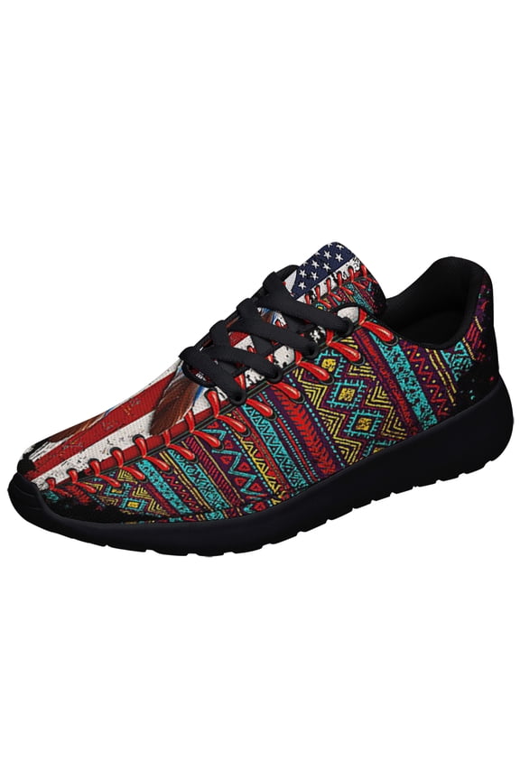Native American flag Sewing Shoes Sneakers Black Size 5