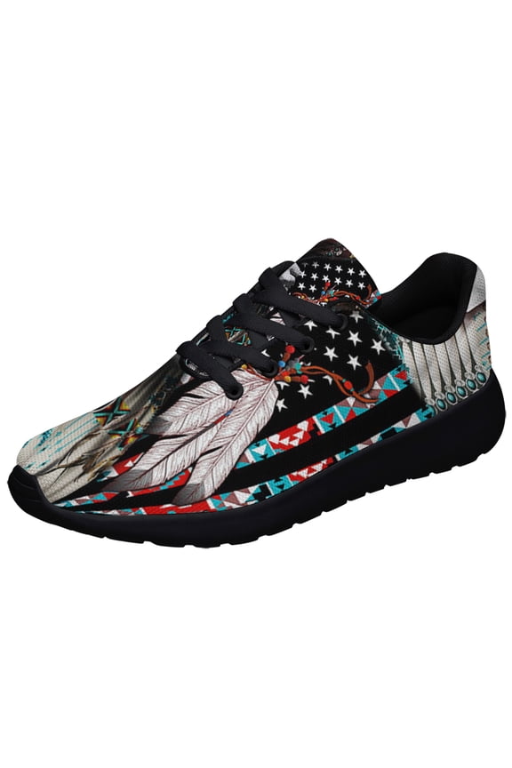 Native American flag Shoes Sneakers for Women Men Black Size 5