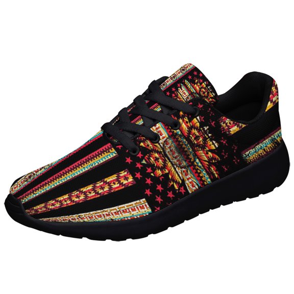 Native American flag Sunflower Shoes Sneakers for Women Men Black Size 3.5