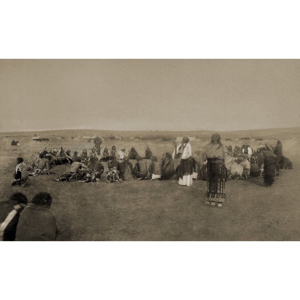 Native Americans Performing Ritual Ghost Dance C. 1890. One Standing ...