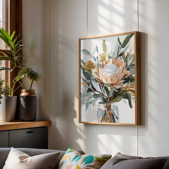 Native Australian Flora Print, Flowers In Vase Wall Art, Unframed Paper Poster 8x10in