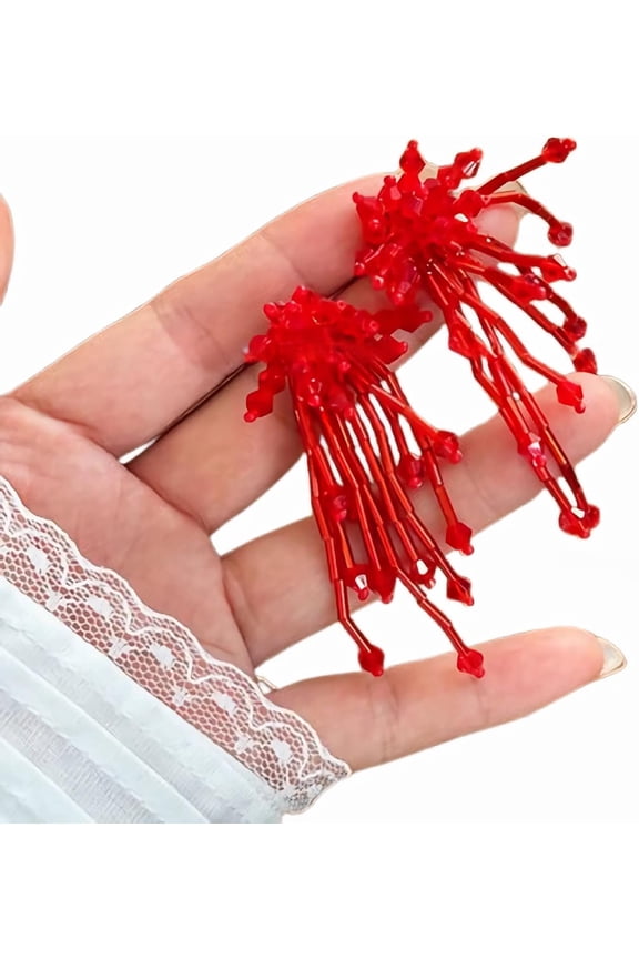 Native Beaded Tassel Earrings Boho,Fringe Drop Statement Seed Bead Tribal Dangle Earrings for Women(ss)[b1210]