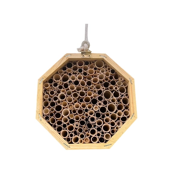 Native Bee Hive Hexagon Bee House, Handmade Wooden Mason Bee Box Habitat -Attracts Peaceful Bee Pollinators to Enhance Your Garden's Productivity
