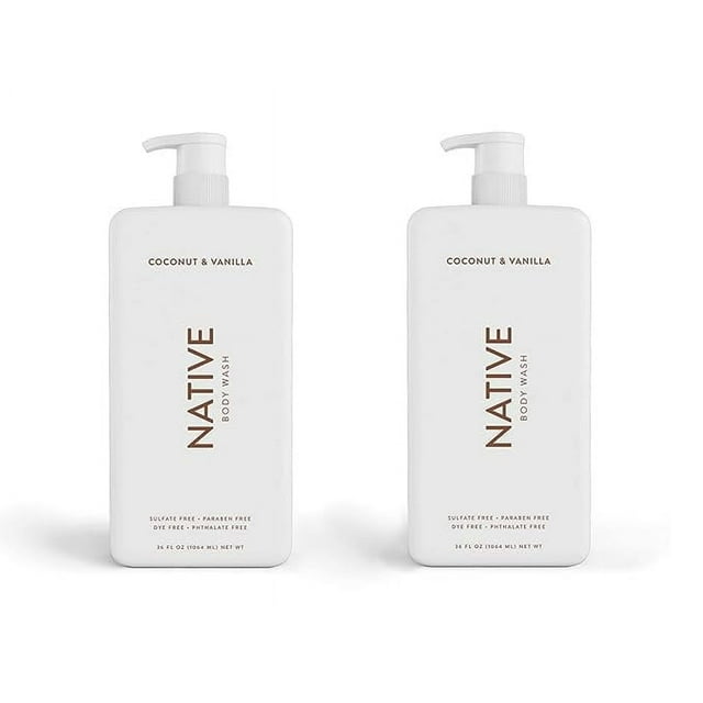 Native Body Wash 36 oz bottle pump 2 Pack (Coconut & Vanilla) 72.0 Fl