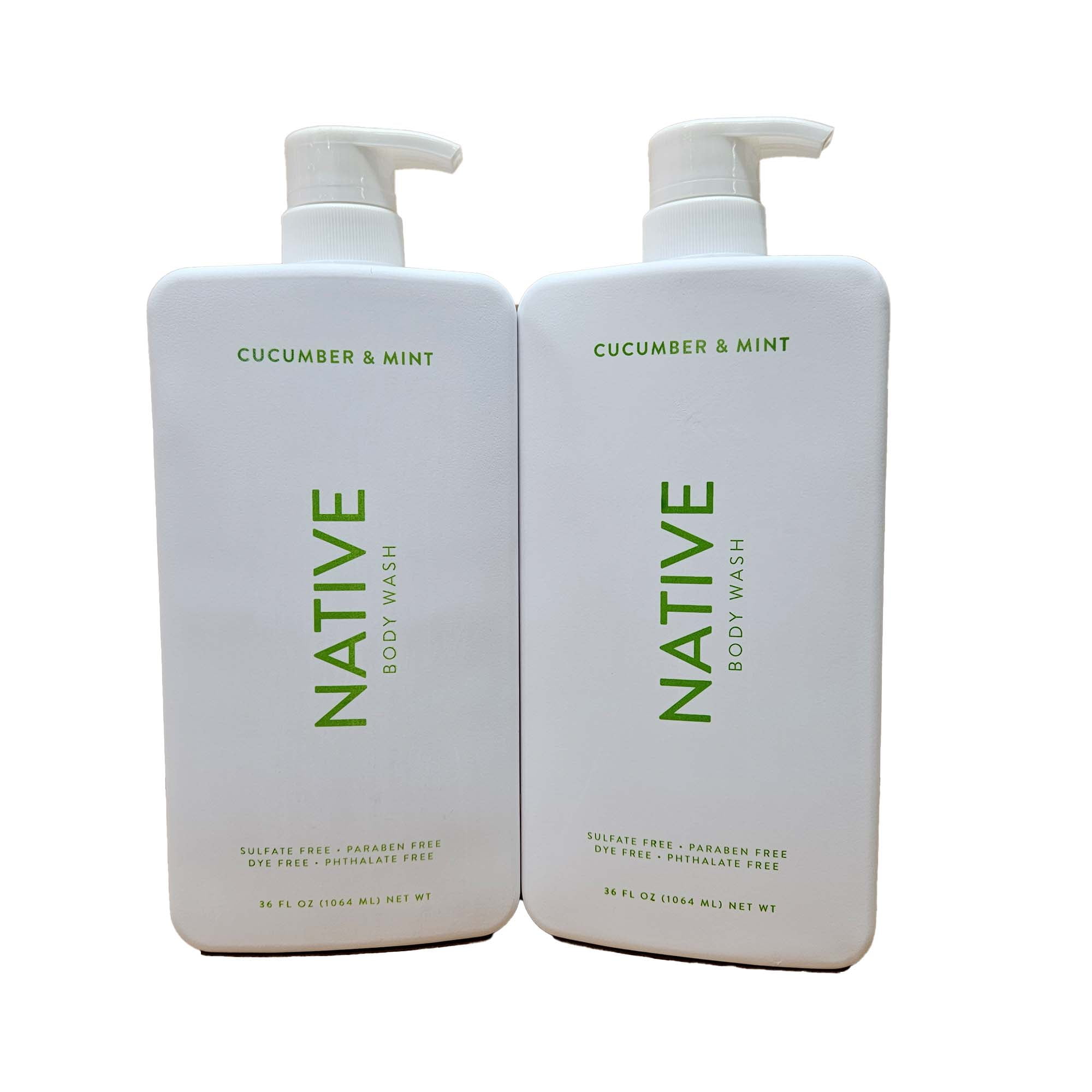 Native Body Wash 36 oz bottle pump 2 Pack (Cucumber & Mint) 72 Fl Oz