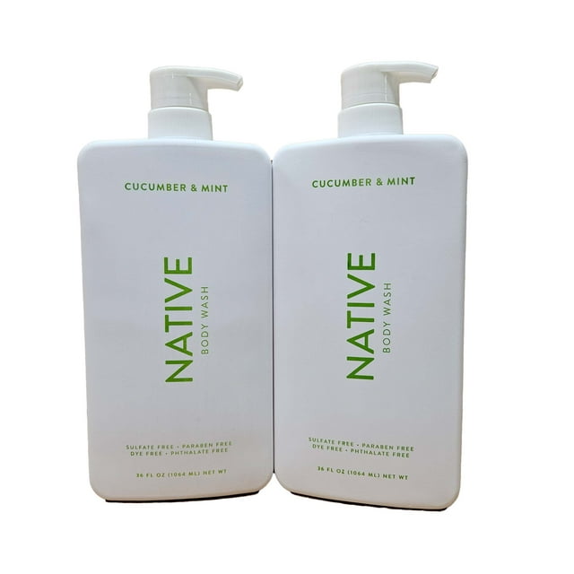 Native Body Wash 36 oz bottle pump 2 Pack (Cucumber & Mint) 72 Fl Oz