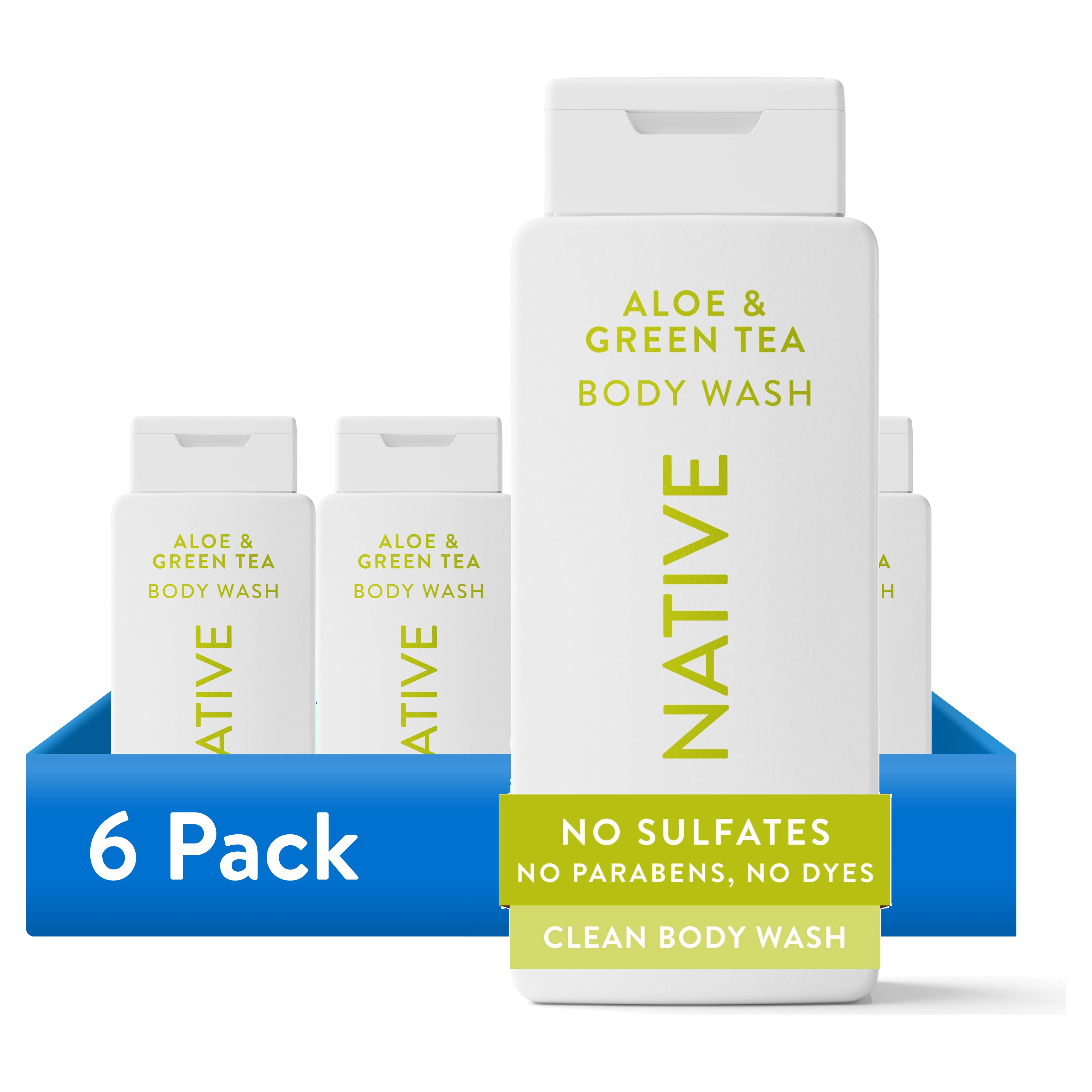 (6 pack) Native Body Wash, Aloe & Green Tea, Sulfate Free, for Women & Men, 18 fl oz