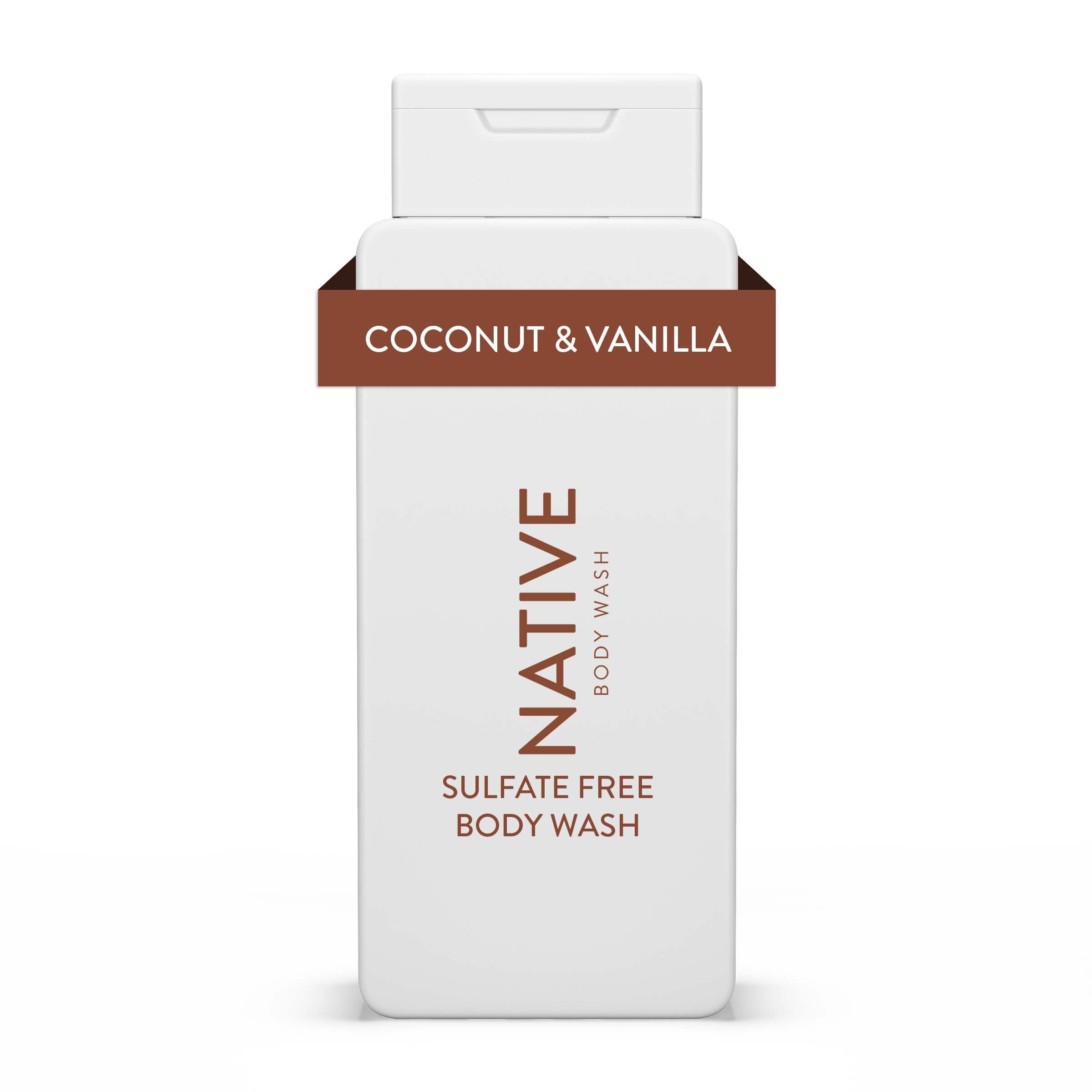 Native Body Wash, Coconut & Vanilla, Sulfate Free, Paraben Free, for Men  and Women, 18 oz 