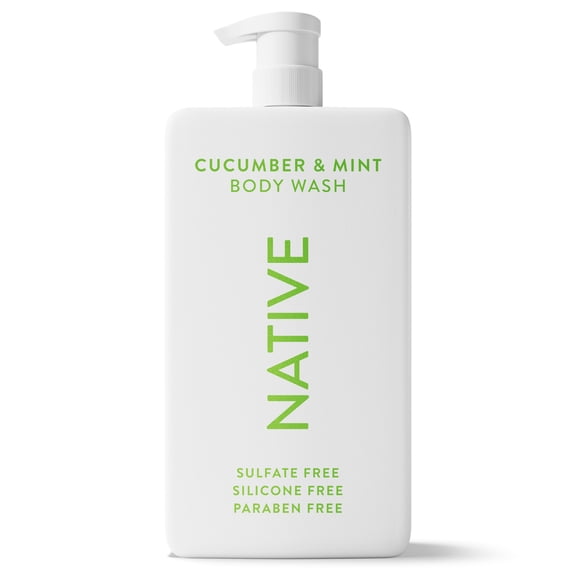 Native Body Wash, Cucumber & Mint, Sulfate Free, Naturally Derived Ingredients, 24hr Freshness, for Women & Men, 36 fl oz