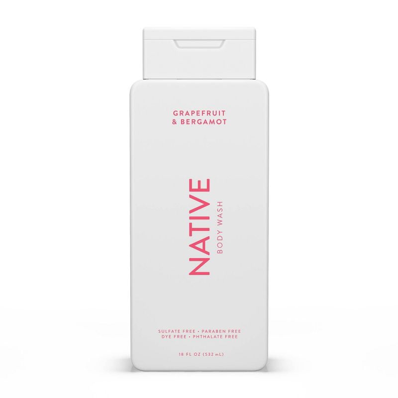 Native Body Wash, Grapefruit & Bergamot, Sulfate Free, Paraben Free, for Men and Women, 18 oz