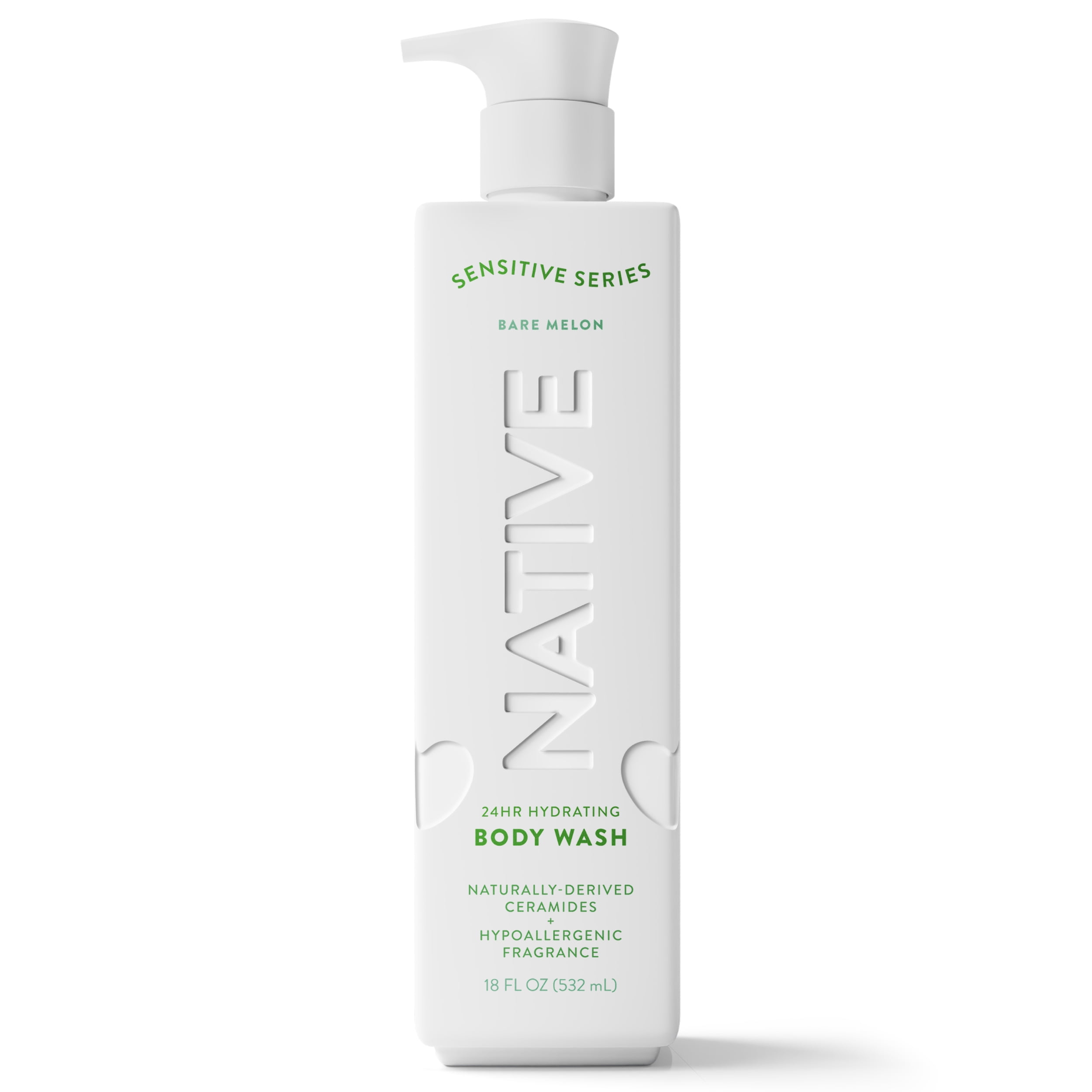 Native Body Wash Sensitive Skin, Bare Melon 18 FL Oz