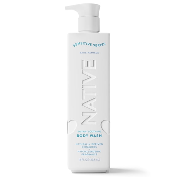 Native Body Wash Sensitive Skin, Bare Vanilla, 18 FL Oz