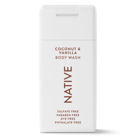 Native Body Wash, Sulfate Free, Coconut & Vanilla, for Women and Men, Travel Size 3 oz