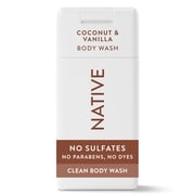 Native Body Wash, Sulfate Free, for Women and Men, Travel Size, Coconut & Vanilla, 3 fl oz