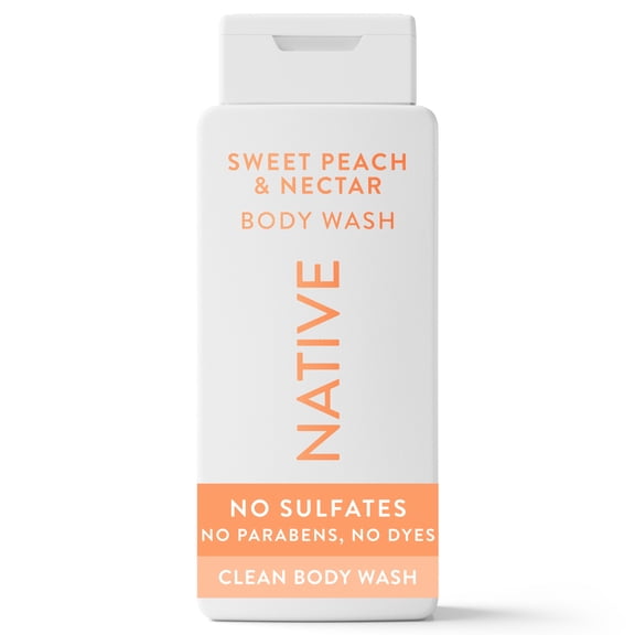 Native Body Wash for Women & Men, Sulfate Free, Sweet Peach & Nectar, 18 fl oz
