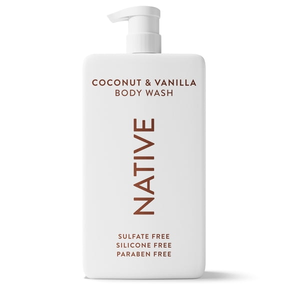 Native Body Wash, Coconut & Vanilla, Sulfate Free, Naturally Derived Ingredients, 24hr Freshness, for Women & Men, 36 fl oz
