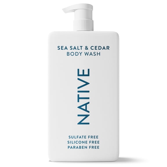 Native Body Wash, Sea Salt & Cedar, Sulfate Free, Naturally Derived Ingredients, 24hr Freshness, for Women & Men, 36 fl oz