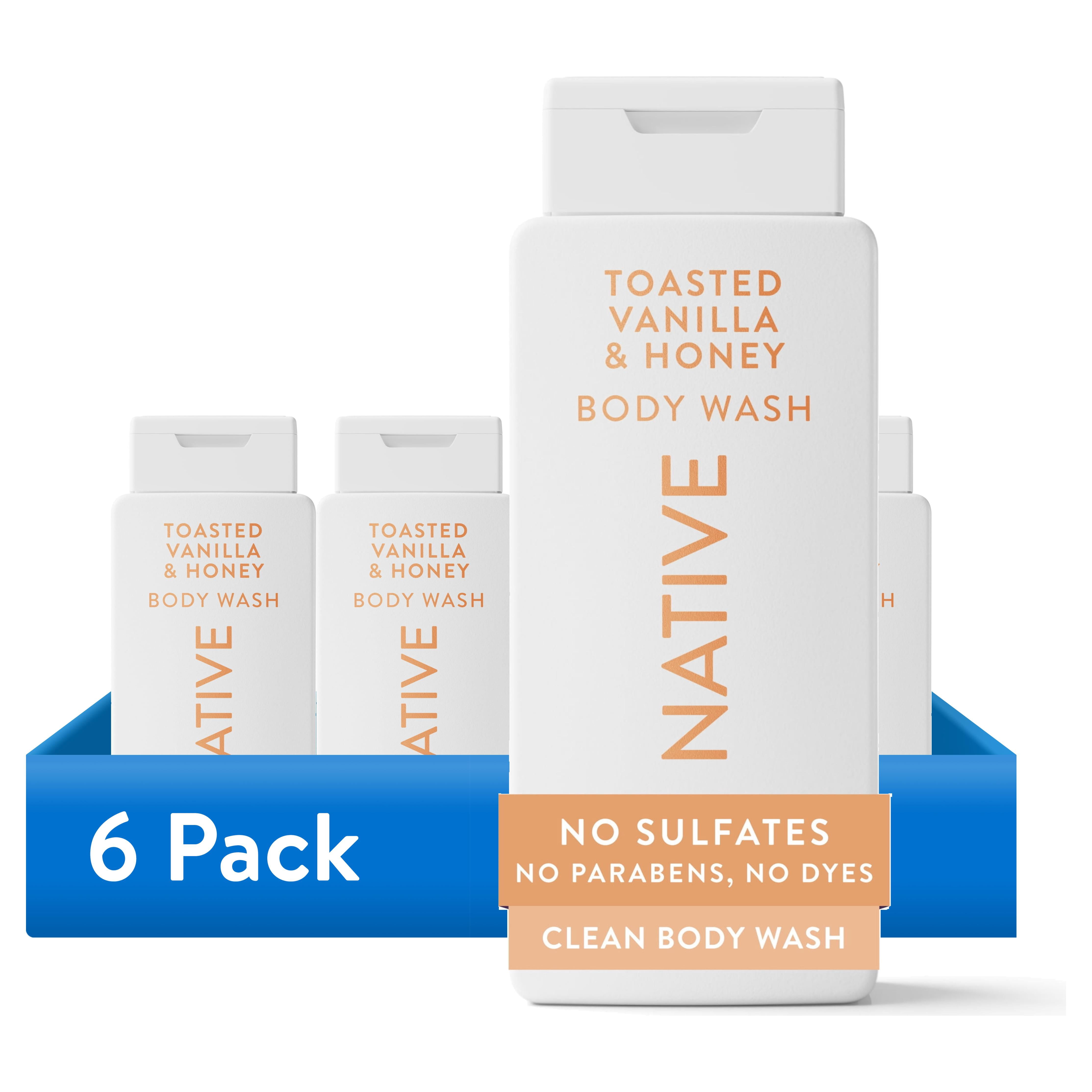 (6 pack) Native Body Wash Toasted Vanilla & Honey, for women & men 18 fl oz