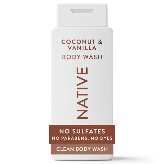 Native Body Wash for Women & Men, Sulfate Free, Coconut & Vanilla, 18 fl oz