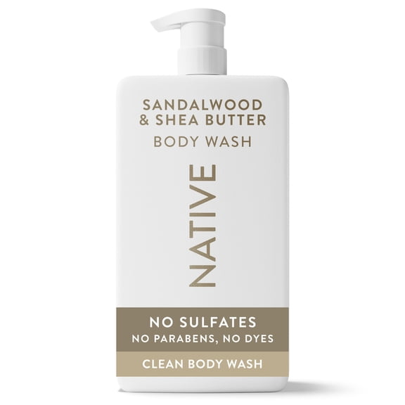 Native Body Wash for Women & Men, Sulfate Free, Sandalwood & Shea Butter, 36 fl oz