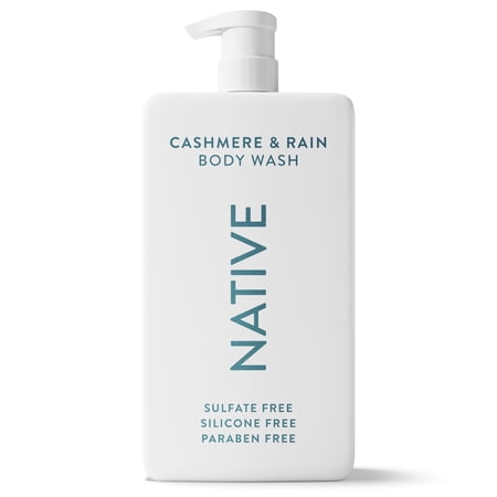 Native Body Wash, Cashmere & Rain, Sulfate Free, Naturally Derived Ingredients, 24hr Freshness, for Women & Men, 36oz