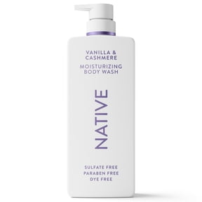 Native Moisturizing Body Wash, Vanilla & Cashmere, Sulfate Free, 24hr Moisturization with Shea Butter, for Women & Men for Dry Skin, 22 fl oz