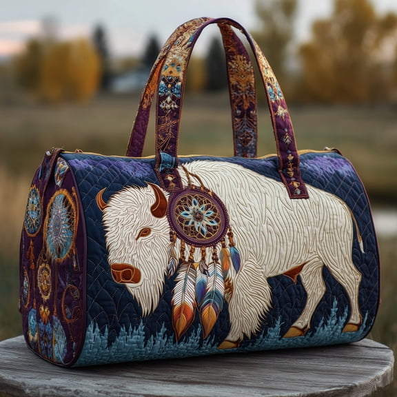 Native Buffalo Quilted Duffle BagTravel Bag,Duffle Bag,Journey Bag,Gift For Dad,Gift For Mom