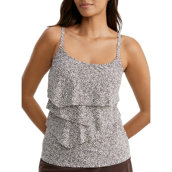 Native Cheetah Aura Ruffle Underwire Tankini Top Swimsuit