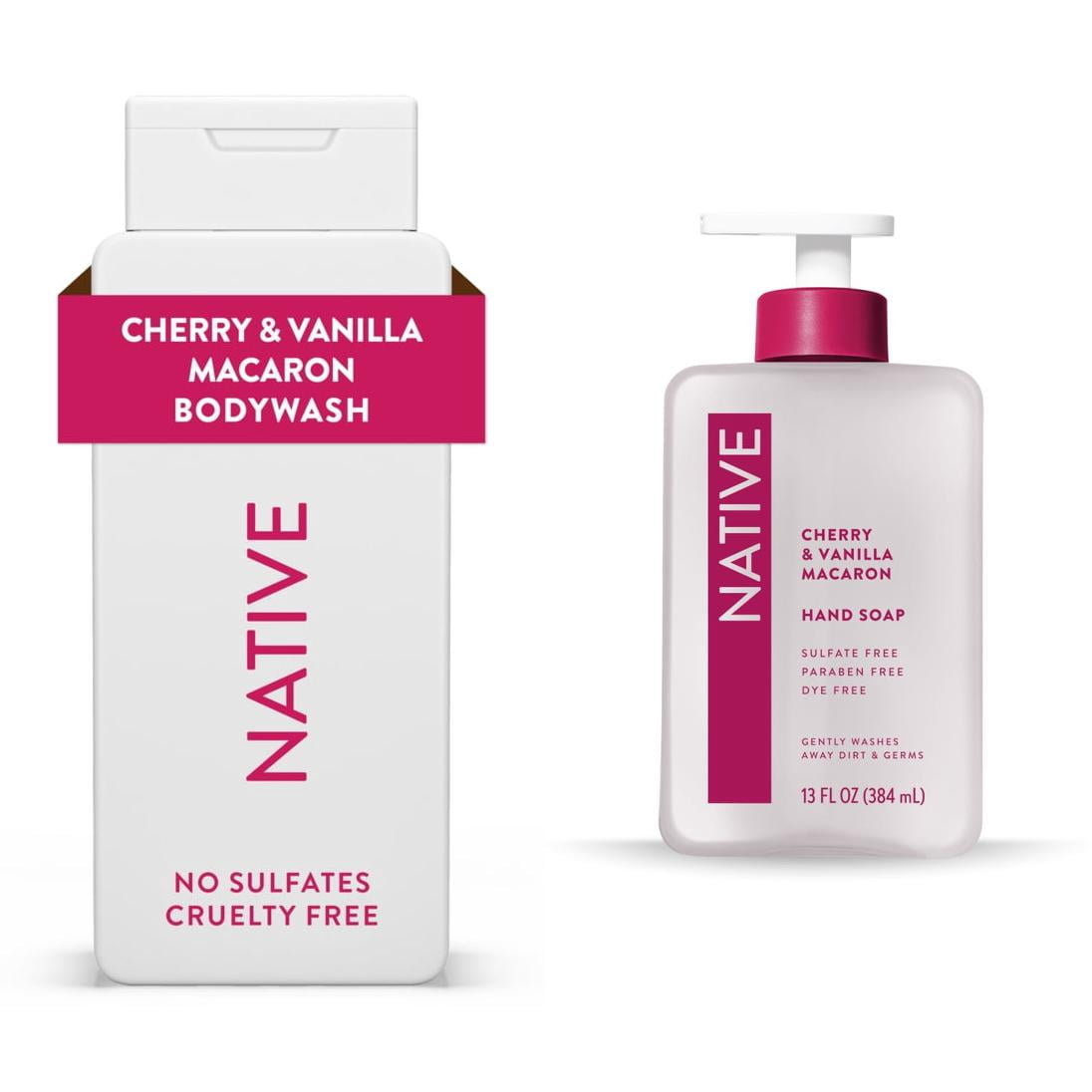 Native Cherry & Vanilla Macaron Body Wash 18 oz and Hand Soap 13