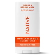 Native Deodorant For Men, Aluminum Free, 72 Hour Solid Deodorant Stick, Citrus & Herbal Musk, 3.1 oz